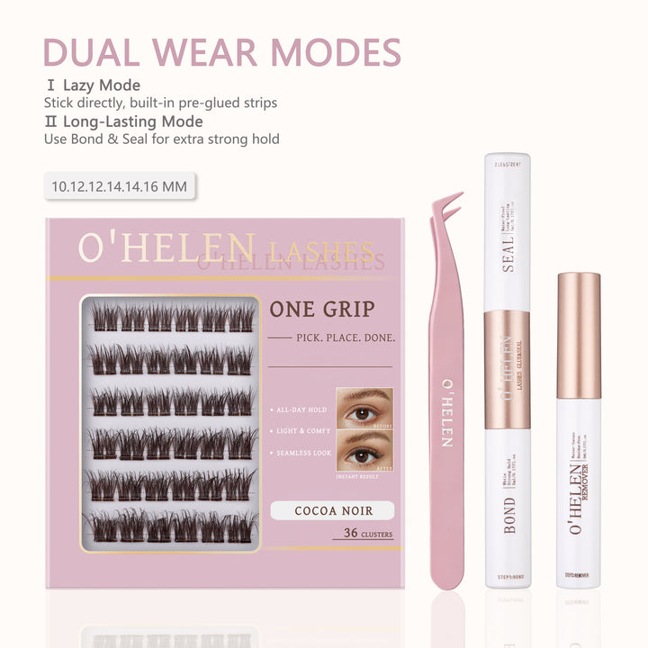 Cocoa Noir | 36 Individual  One-Grip Pre-Glued Lash